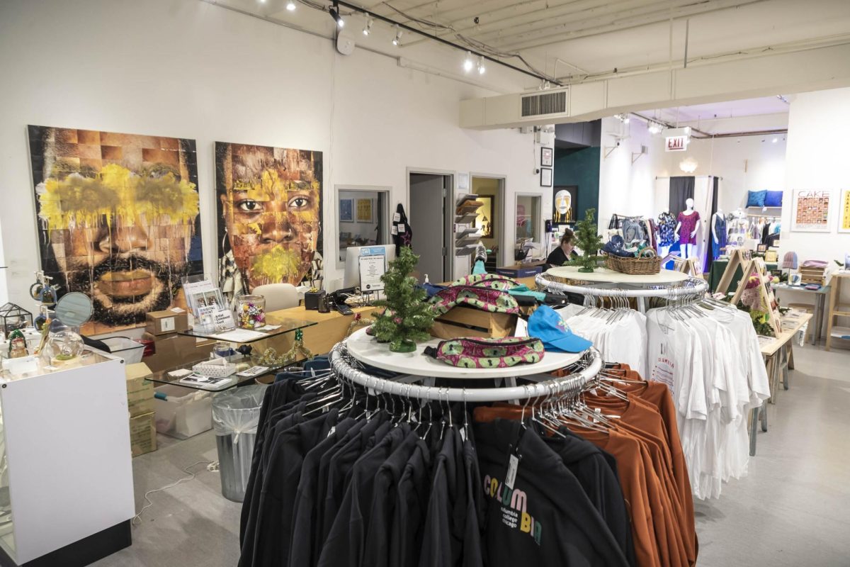 ShopColumbia ,located at 619 S. Wabash Ave., displays student and alumni work for sale on Tuesday, Dec. 12, 2023.