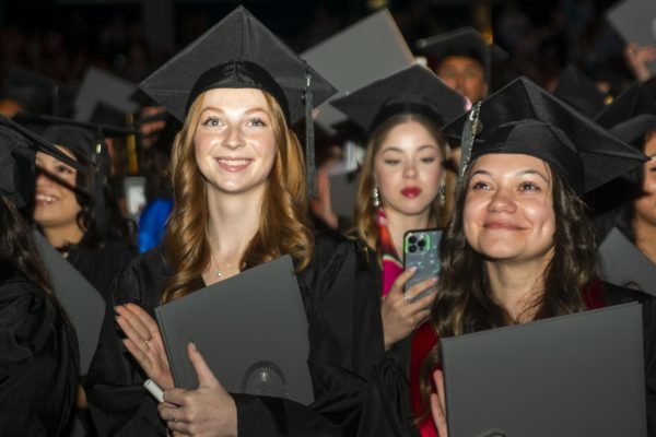 Graduates Celebrate with their peers on Saturday, May 11, 2024, at the first commencement ceremony at the Arie Crown Theatre at 2301 S. Jean Baptiste Dusable Lake Shore Drive. 
