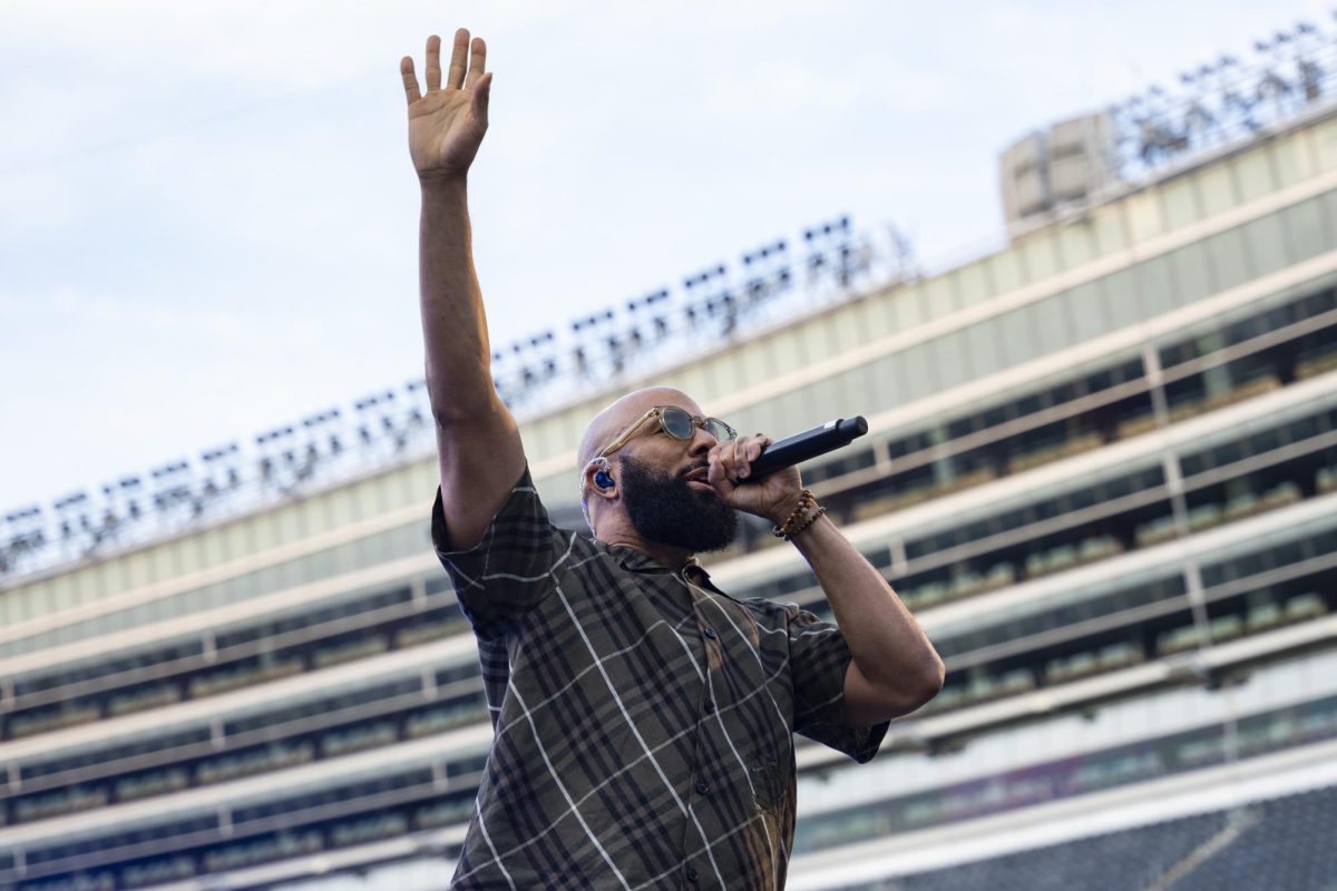 Chicago rapper Common performs at Soldier Field during the Democratic National Convention Chicago celebration on Thursday, Aug. 22, 2024. 