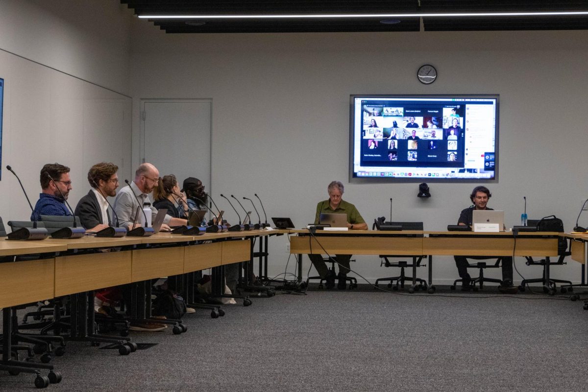 Members of the faculty senate that came in person for the hybrid meeting held in the Student Center on Friday, Sep. 6, 2024.