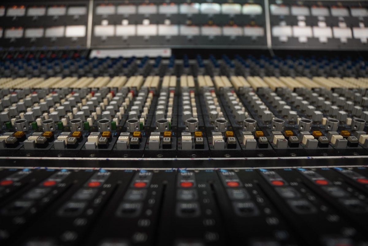 A stereo sound system panel inside of Studio A in the Audio Arts and Acoustics wing of the 33 E. Ida B. Wells building on Friday, Nov. 22, 2024.