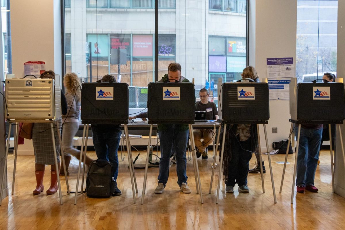 Chicago residents voting at poll booths at the 1104 S. Wabash voting site on Nov. 5, 2024. 