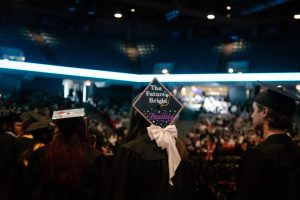 Columbia College Chicago students arrive at the  commencement ceremony on Sunday, May 18, 2025.