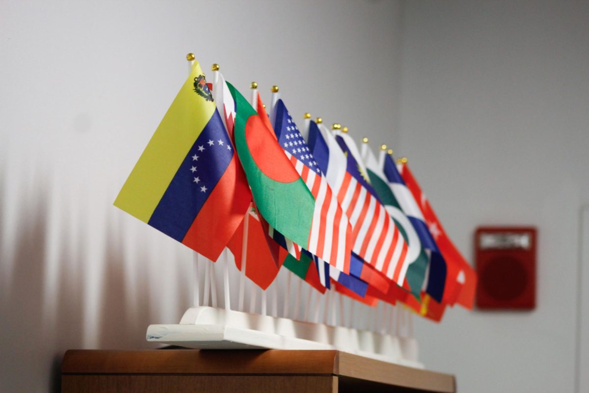 Flags of various countries in the International Student and Scholar Services office, symbolizing the 5% of international students at Columbia, on Monday, June 9, 2025. 
