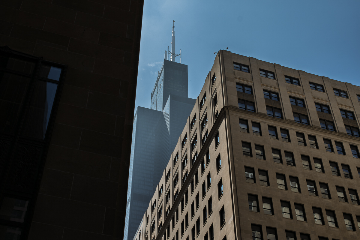 The Willis Tower is seen behind the Federal Reserve Bank of Chicago Money Museum on Friday, June 20, 2025. 