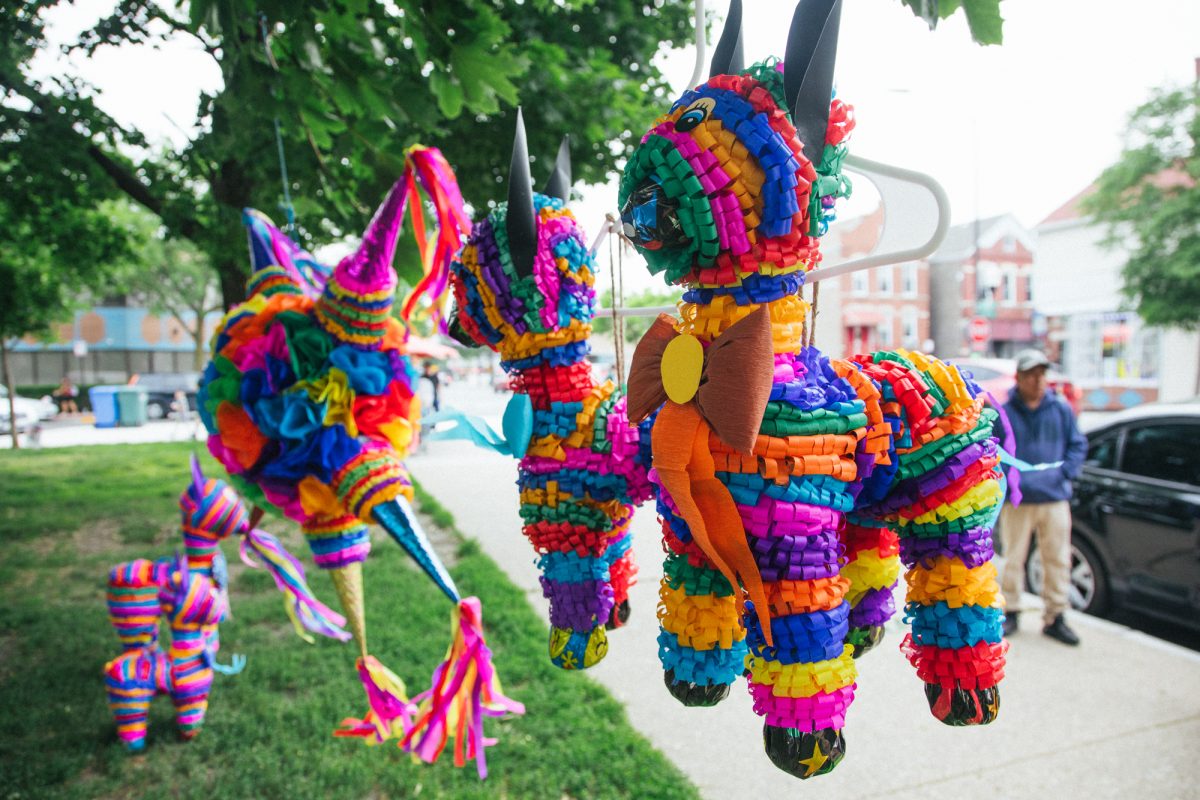 Colorful, handmade piñatas made by Rocio Bahena on sale for $45 a piece along Damen Avenue and 19th Street on Thursday, June 12, 2025