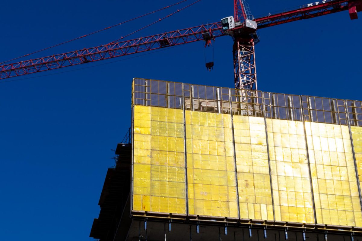 Construction of a new building next to the 30 East student dorms is seen from S. State Street on Thursday, Sept. 4, 2025.