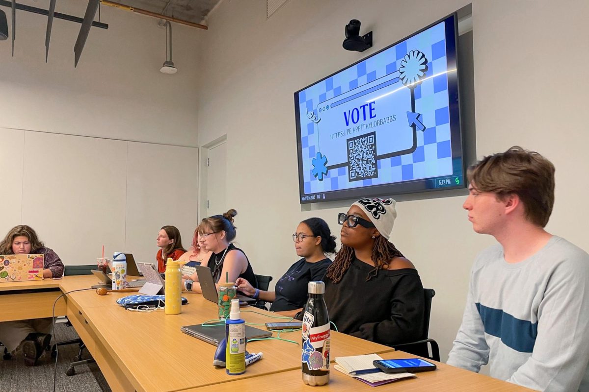 Members of the Student Government Association E-Board gather to hold senator elections for the fall semester at the Student Center on Tuesday, Sept. 9, 2025. 