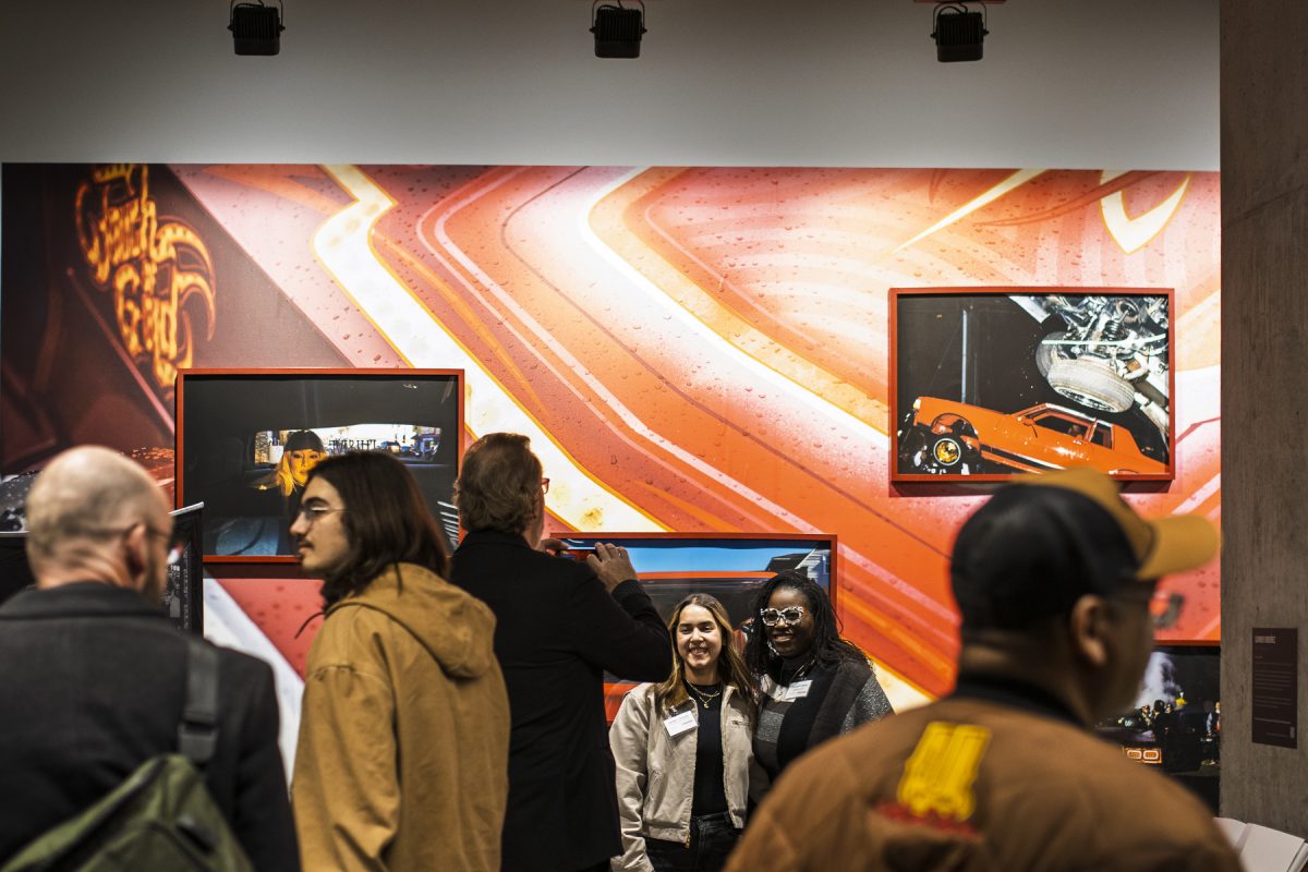 Carmen Ordoñez, a Columbia alum and 2025 Weisman Award recipient, takes a photo with Columbia President and CEO Shantay Bolton on the third floor of the Student Center on Thursday, Nov. 20, 2025.