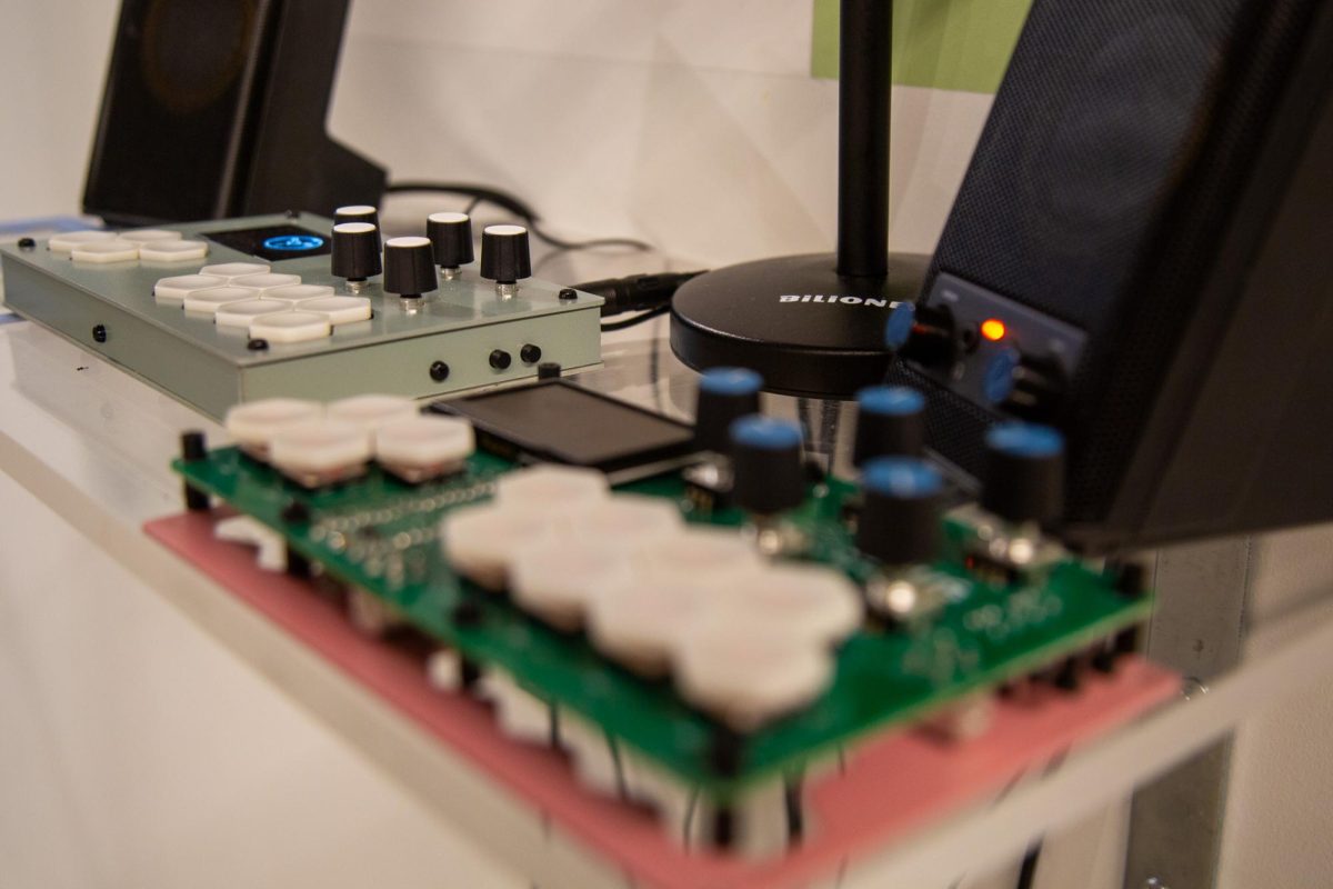 Columbia College Chicago graduate Dominic Frugoli installed Lotus, a granular synthesizer, in the Student Center for the Weisman Award ceremony on Friday, Nov. 21, 2025.