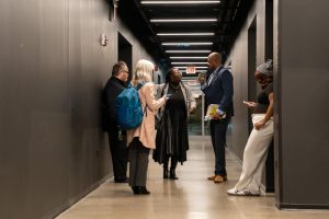 Columbia’s President and CEO Shantay Bolton leaves the Board of Trustees meeting alongside Interim Senior Vice President and Provost Suzanne McBride and Emmanuel Lalande, senior vice president of enrollment strategy and student success, at the Student Center on Monday, Nov. 17, 2025. 