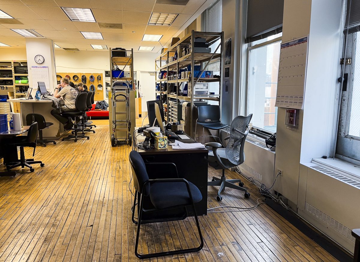 Anthony Ward's desk and chair at the cage located on the fifth floor of 1104 S. Wabash Ave. on Sunday, Feb. 10, 2026.