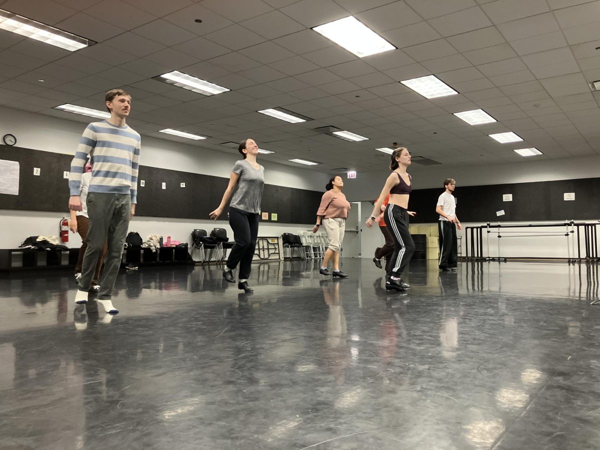 Students rehearse a choreographed tap dance performance in 916 S. Wabash Ave. on Friday, Feb. 20, 2026.