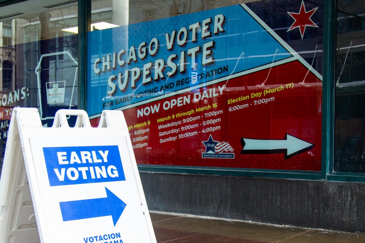 The Chicago voter supersite is open for early voting and registration at 137 S. State St. on Monday, Feb. 16, 2026. The SAVE America Act was passed that now requires presenting proof of citizenship to register to vote, which may pose barriers for students from out of state.