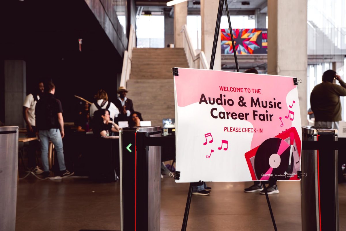 Students attend the Audio and Music Career Fair in the Student Center on Thursday, April 16, 2026.