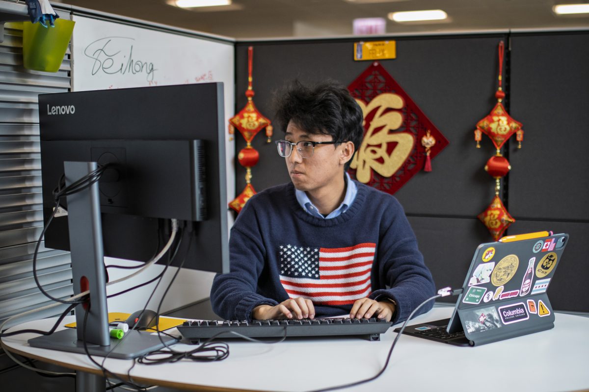 Feihong Guo, a senior arts and entertainment management major, works as a peer tutor for math, science and accounting at the new Academic Center for Tutoring space on the sixth floor of 33 E. Ida B. Wells Dr. on Thursday, April 30, 2026.