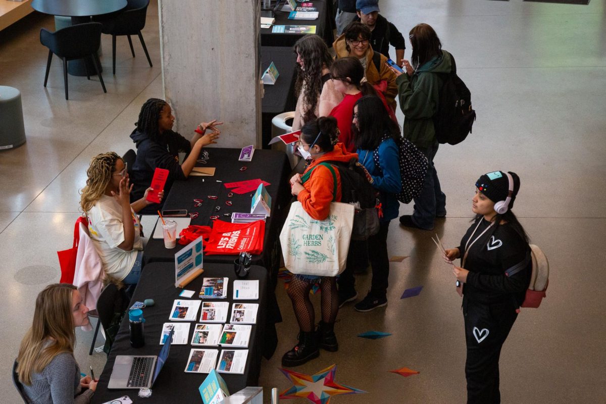 Seniors visit different tables at the Grad Expo in the Student Center on Tuesday, May 12, 2026. This expo is one of two final Grad Expos before graduation on May 17.