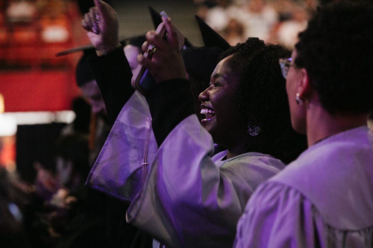 Graduates take their seats at the Credit Union 1 Arena in Chicago on Sunday, May 17, 2026.