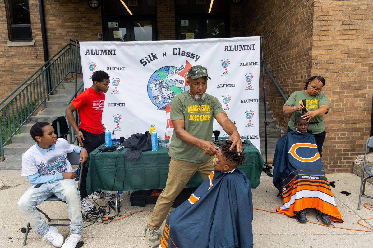 Silk N Classy Barber College provides free haircuts to kids so they may start the new school year fresh on Saturday, July 25, 2026. In the South Side neighborhood of Grand Boulevard, a back-to-school bash takes place annually to support local families and children, providing a strong start to the incoming school year.