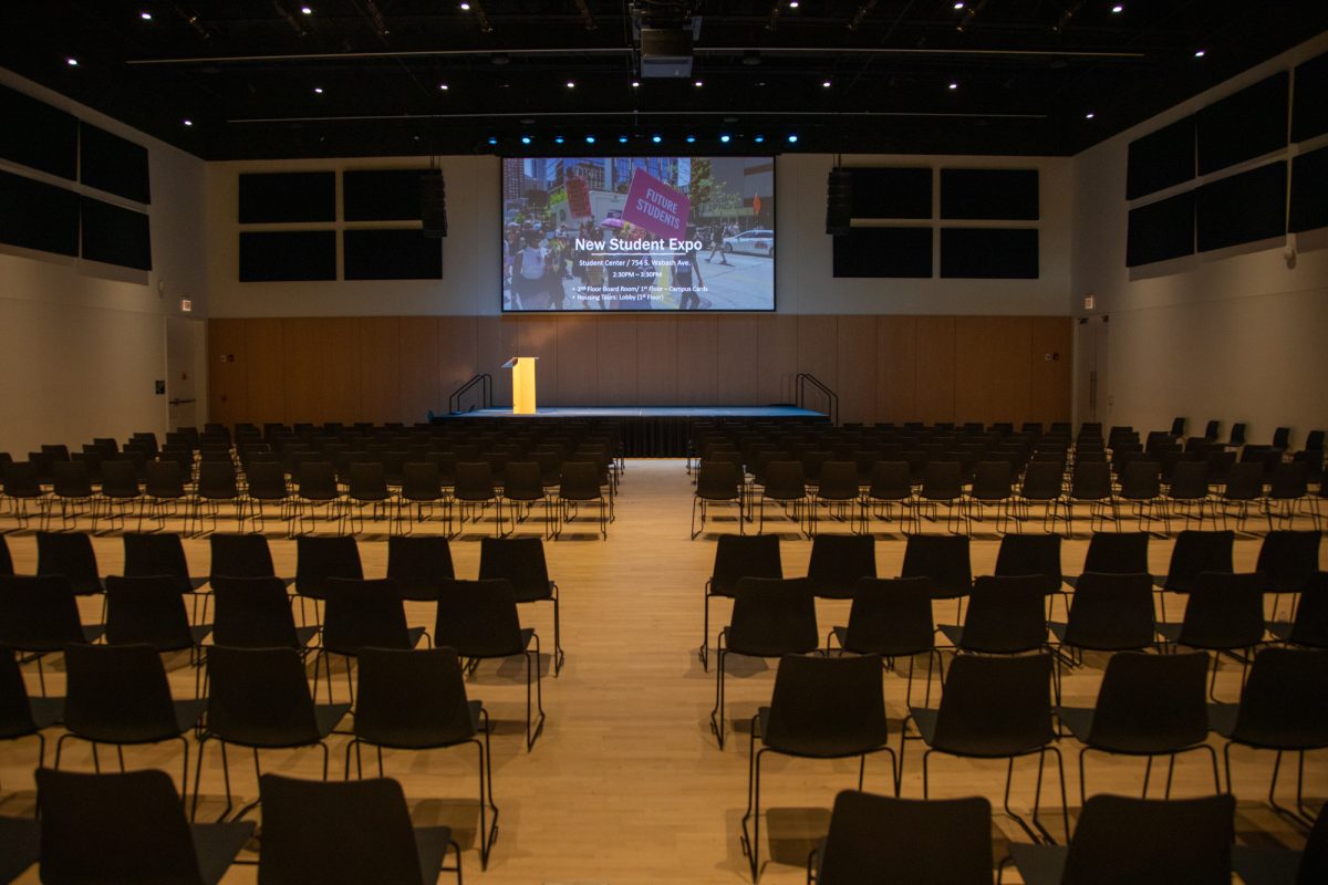 An empty hall awaits students for New Student Orientation on Monday, July 13, 2026 on the 4th floor of the Student Center building at 754 S Wabash Ave.