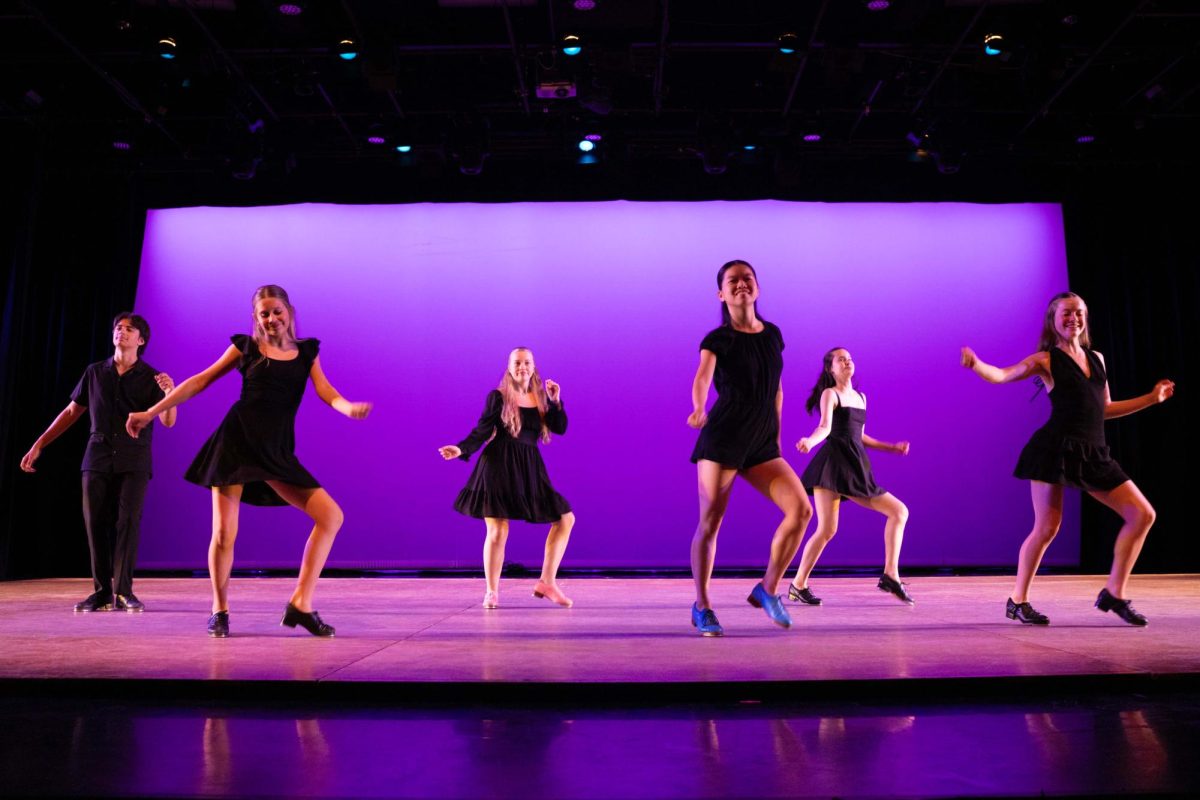 Tap dancers perform an ensemble routine during the Chicago Human Rhythm Project’s Rhythm World showcase at the Dance Center at 1306 S. Michigan Ave. on Wednesday, Aug. 5, 2026.