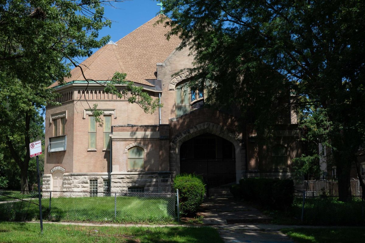 The historic Original Providence Baptist Church stands surrounded by trees in the Austin neighborhood on Thursday, Aug. 20, 2026. Built in the late 19th century, the Romanesque Revival-style structure is a neighborhood landmark. This photo is part of the Columbia Chronicle’s “77 Community Areas” project, documenting Chicago in celebration of America’s 250th birthday.