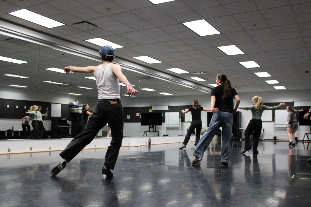Tap Club board member Mollie Holbrook, a junior musical theater major, leads the club in a tap dance on the second floor of 916 S. Wabash Ave. on Friday, Sept. 25, 2026.